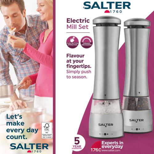Salter Electric Salt & Pepper Mill Set  BW11847EU7 5054061438079 
