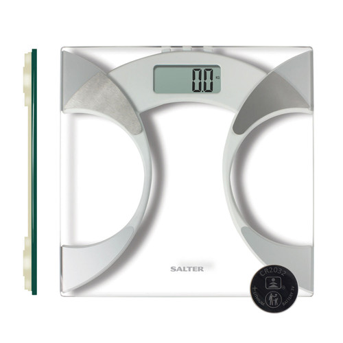 Salter Ultra Slim Glass Analyser Body Fat Scales, White  9141 WH3R 5010777128468 