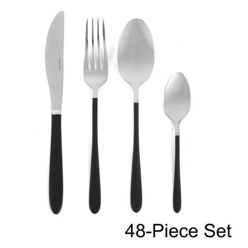 Salter 48-Piece Black and Silver Cutlery Set  COMBO-5321 5054061394856 