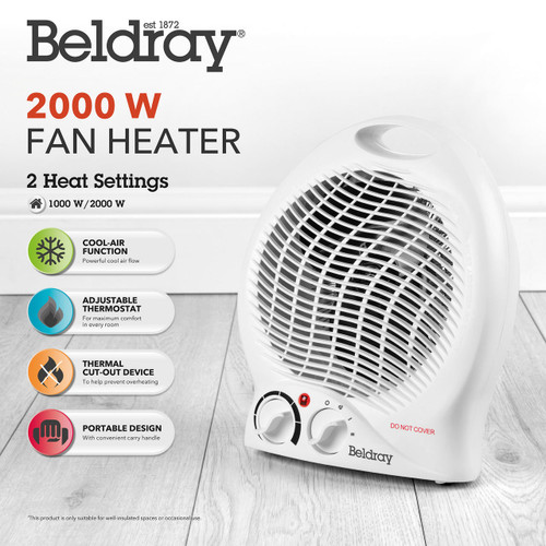 Beldray Fan Heater and Cooler, 1000 W/2000 W, Set of 2  COMBO-5016 5054061284546 