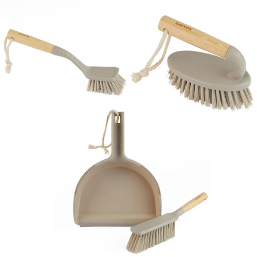Salter 3-Piece Cleaning Brush Set, Includes Dish Brush, Scrubbing Brush, Dustpan & Brush  COMBO-8200 5054061496536 