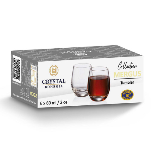 Crystal Bohemia Mergus 60ml Shot Glass Set – Pack of 12, Clear Titanium Crystal, Dishwasher Safe  COMBO-8948 5054061542516 