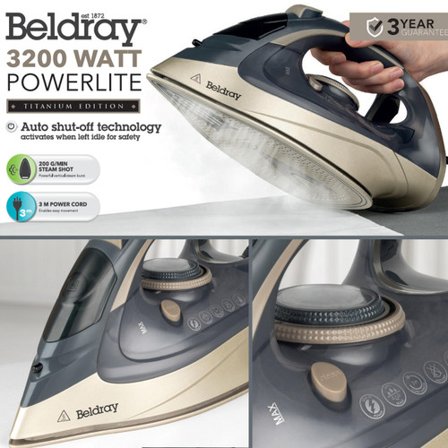 Beldray Titanium POWERLITE Steam Iron & Garment Steamer Set –  3200W/1200W  COMBO-8864 5054061541618 