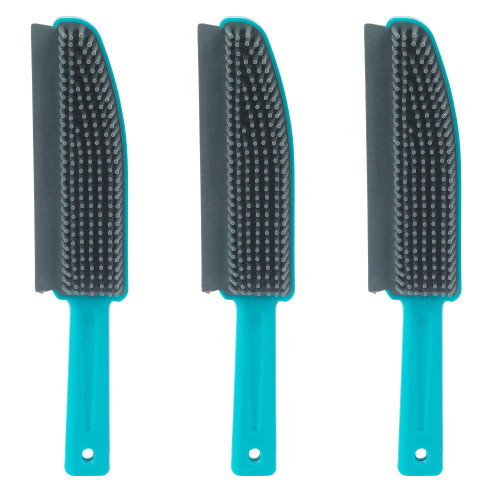 Three turquoise handled lint brushes with black bristles, pack of three.