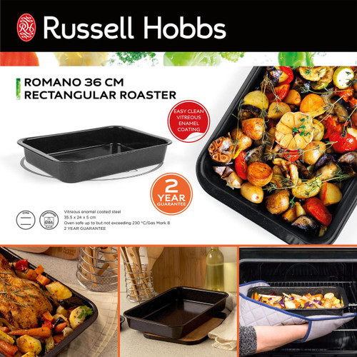 Russell Hobbs Set of 2, 36cm Romano Vitreous Enamel Roasters  COMBO-9094CA 5054061544039 