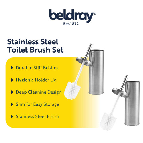 Stainless steel toilet brush set with holder and lid, suitable for deep cleaning and easy storage