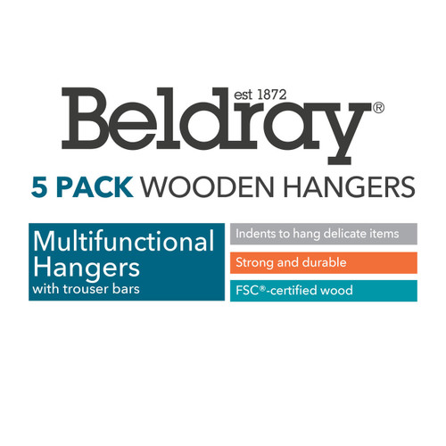 Beldray Black Wooden Clothes Hangers – Pack of 5  LA034276BLKFEU7 5054061534283 