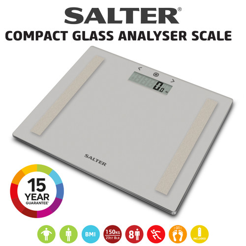 Salter Compact Glass Analyser Bathroom Scale - Grey