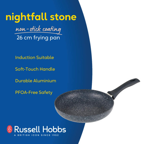 Nightfall Stone 26cm non-stick frying pan, black speckled, soft-touch handle, promotional banner