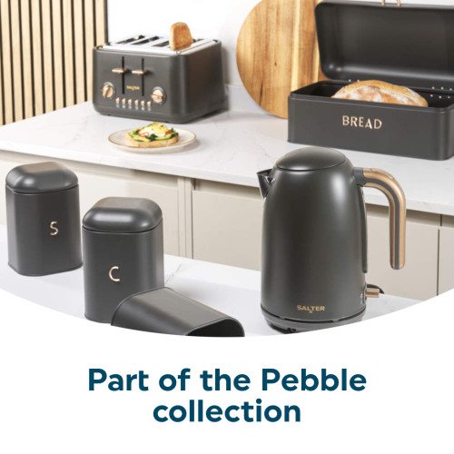 Grey kitchen appliance set from the Pebble collection