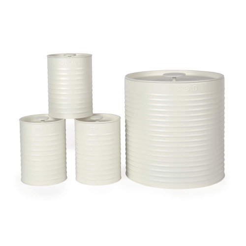 Cream metal storage set with bread, tea, coffee and sugar canisters