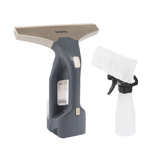 Beldray cordless window vacuum cleaner with spray bottle and microfibre pad