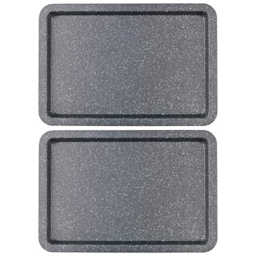 Set of two grey speckled rectangular baking trays