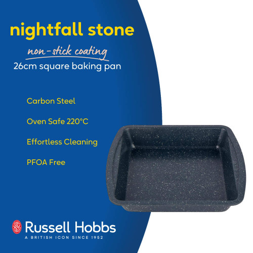 Nightfall Stone non-stick 26cm square baking pan, carbon steel, oven safe, PFOA free.