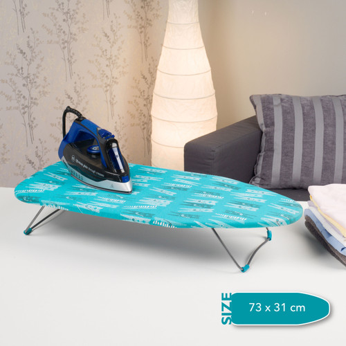 Table Top Ironing Board, Peg & Sewing Print 76 x 33cm