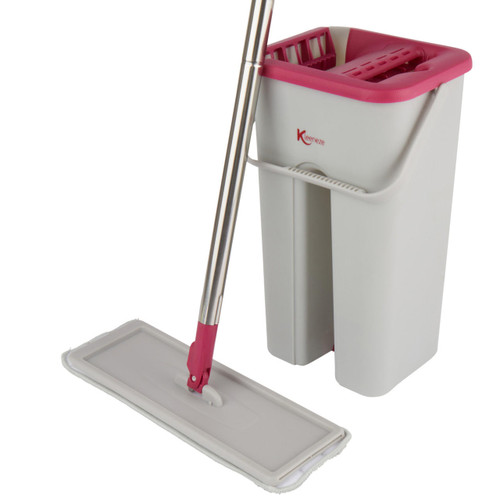 Kleeneze Slimline Flat Head Mop and Bucket Set | Pink/Grey  KL062253EU 5053191063991 