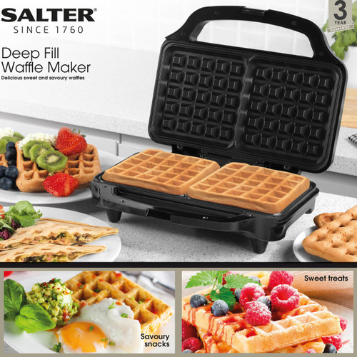 Salter Deep Fill Waffle Maker with XL Non-Stick Cooking Plates  EK2249 5054061090659 