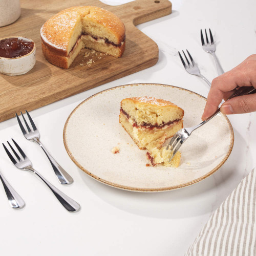 Salter Newbury 6 piece silver dessert fork set in retail box