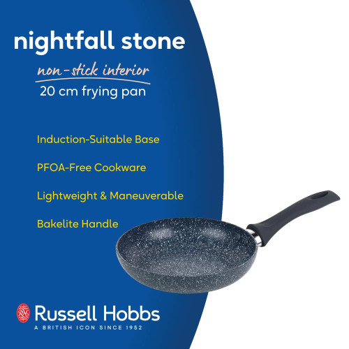 20cm nightfall stone non-stick frying pan with speckled black finish, bakelite handle.
