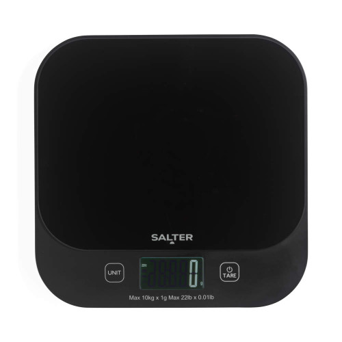 Black digital kitchen scale with LCD display