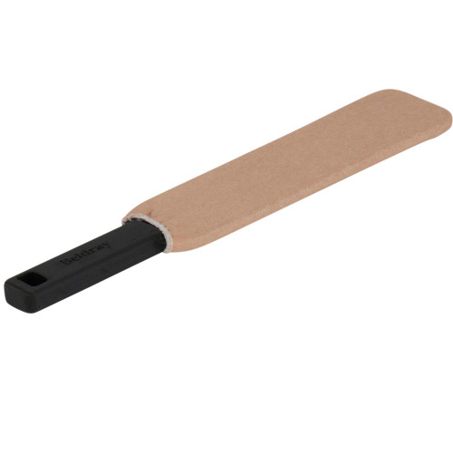 Flexible dusting wand with beige microfibre cover and black handle