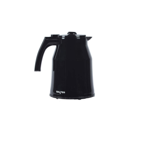 Black electric kettle with handle, Salter branding, shown on white background