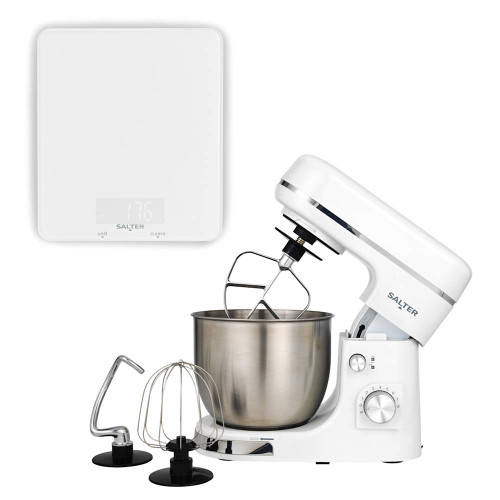 Salter Boston Stand Mixer & Kitchen Scale Set - White