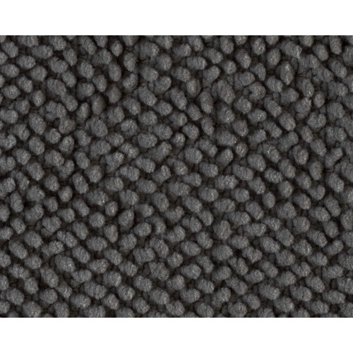 Dark grey textured carpet swatch, loop pile, close-up.
