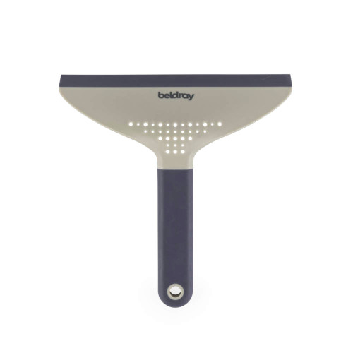 Grey window squeegee with dark handle, front view