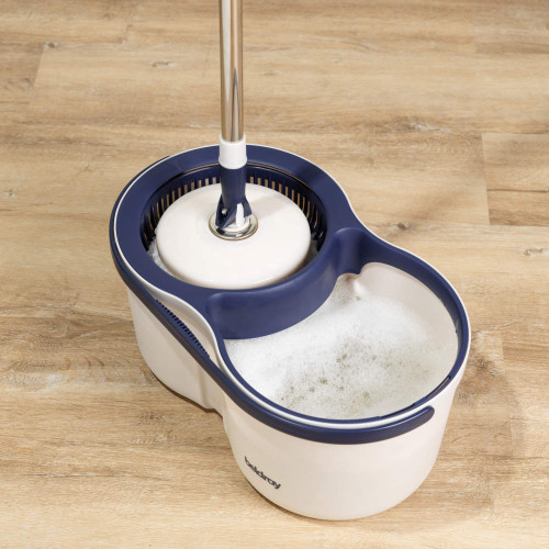 Beldray spin mop and refill head in retail box with 2 microfibre heads