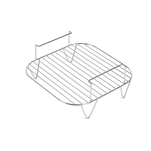 Chrome steel wire cooling rack with raised legs, suitable for baking or cooling.