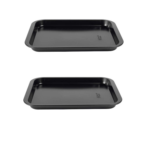 Set of two black rectangular baking trays