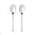 Pair of silver dessert spoons with straight handles on white background
