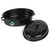 Black oval roasting tin with lid, PFAS free label visible