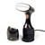 Handheld black and rose gold clothes steamer with removable water tank, shown upright