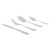 Four-piece silver cutlery set includes knife, fork, dessert spoon, and teaspoon.