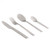 Stainless steel dessert spoon with straight handle on white background