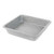 Square grey speckled baking tin, shown at angle on white background