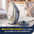 2-in-1 steam iron with cordless and corded options on kitchen counter