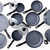Non-stick grey cookware set with frying pans, saucepans and lids, shown from above.