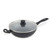 Non-stick black frying pan with glass lid and side handle