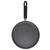 Grey non-stick frying pan with black handle, shown from above