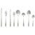 Eight-piece stainless steel cutlery set including knives, forks, and spoons.