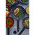 Non-stick frying pans with assorted cooked dishes, shown for cookware set listing.