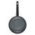 Non-stick black frying pan, top view, with long handle