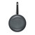 Black non-stick frying pan, top view, with long handle