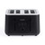 Black four-slice toaster, front view