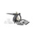 Handheld steam cleaner with accessories, grey and gold.