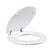 White open toilet seat with chrome hinges, shown from front angle