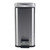Stainless steel rectangular pedal bin, closed lid, front view